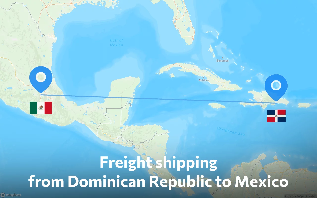 Shipping route from Dominican Republic to Mexico