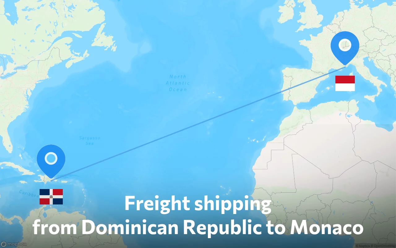 Shipping route from Dominican Republic to Monaco