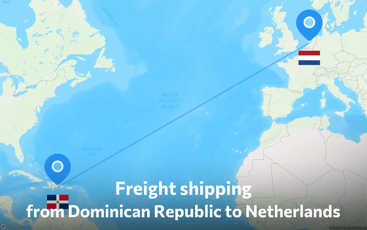 Shipping route from Dominican Republic to Netherlands
