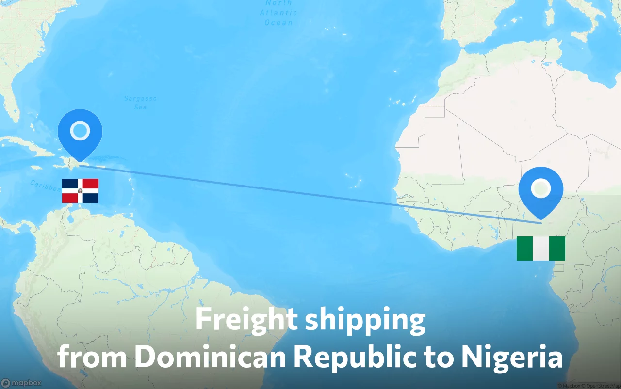 Shipping route from Dominican Republic to Nigeria