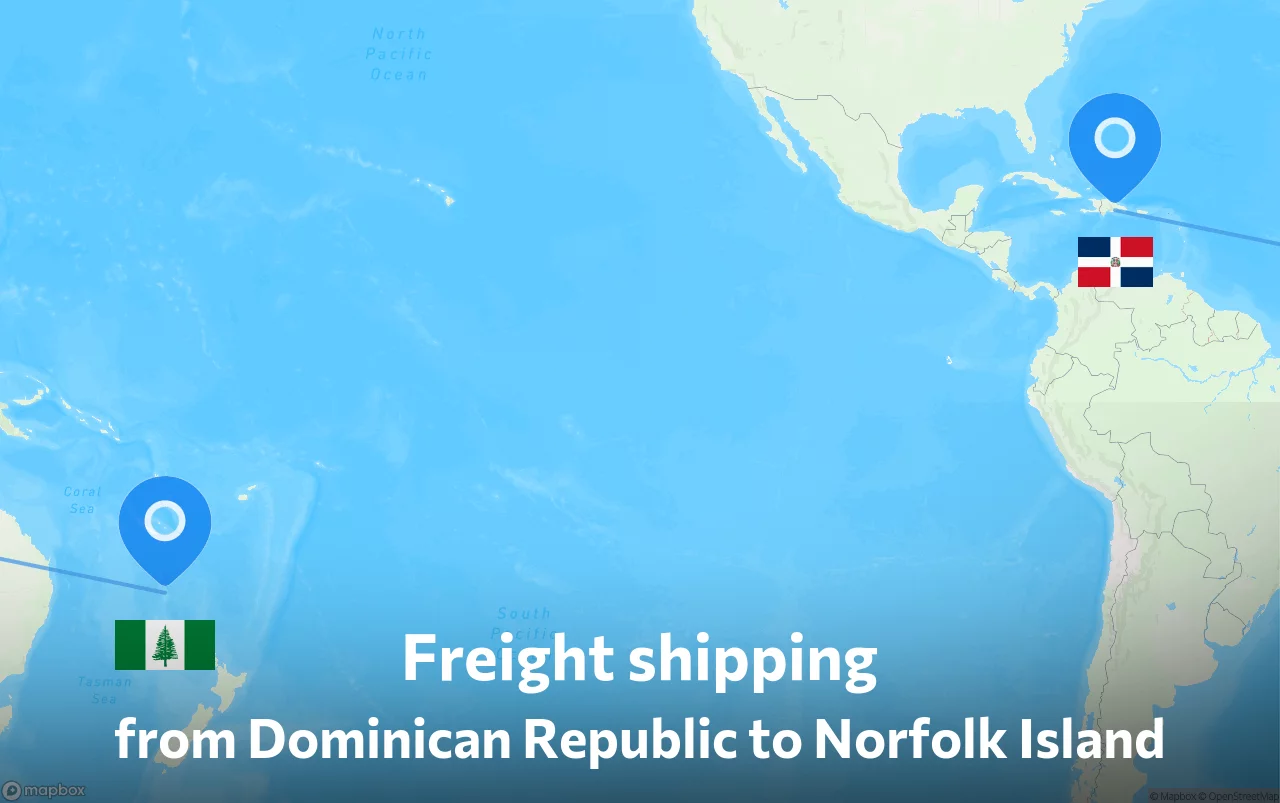 Shipping route from Dominican Republic to Norfolk Island