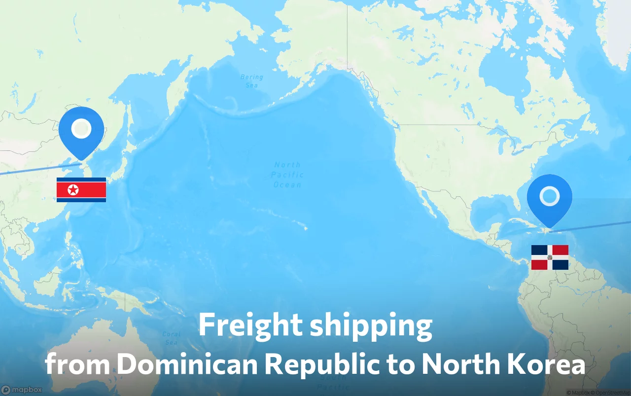 Shipping route from Dominican Republic to North Korea