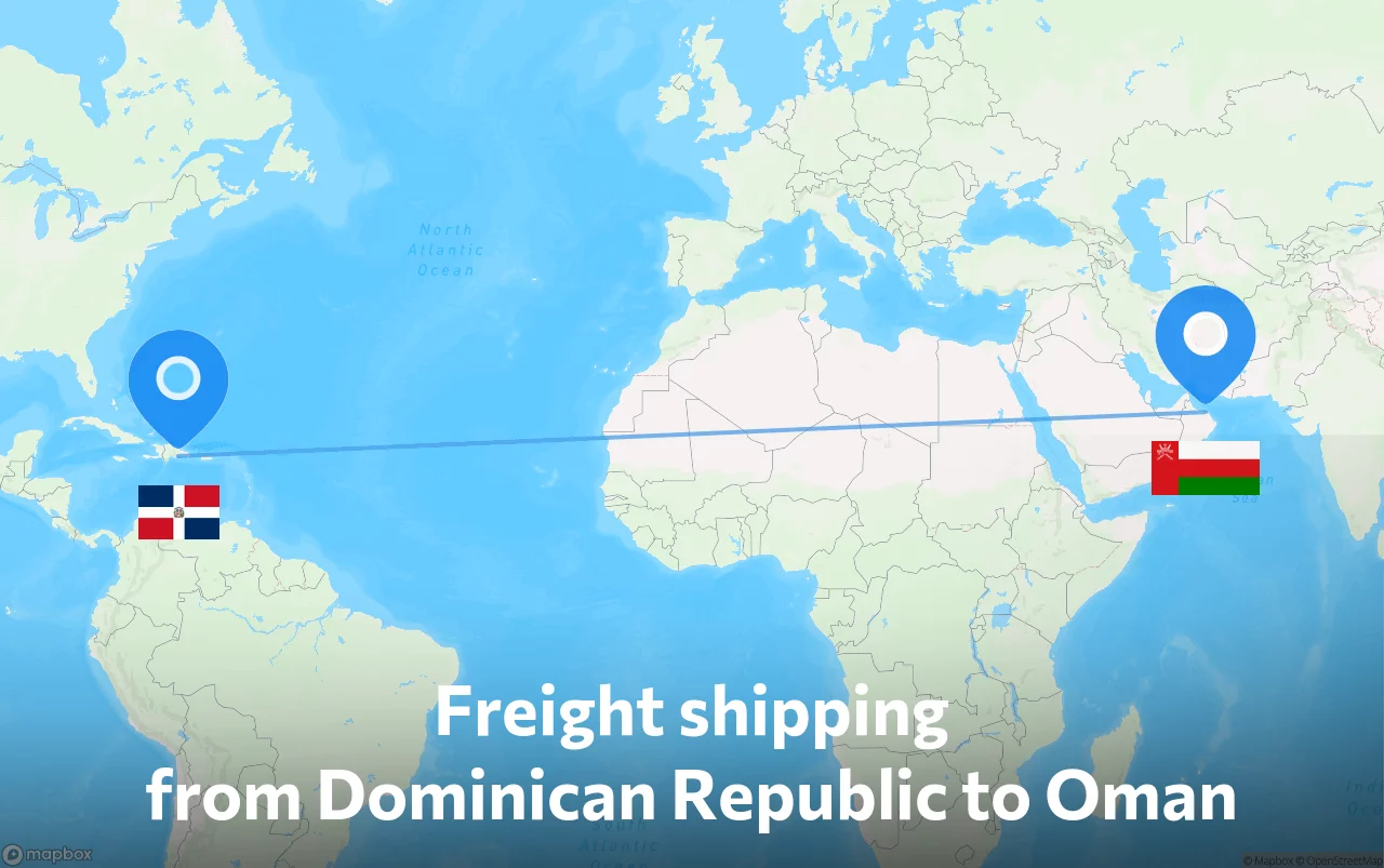 Shipping route from Dominican Republic to Oman
