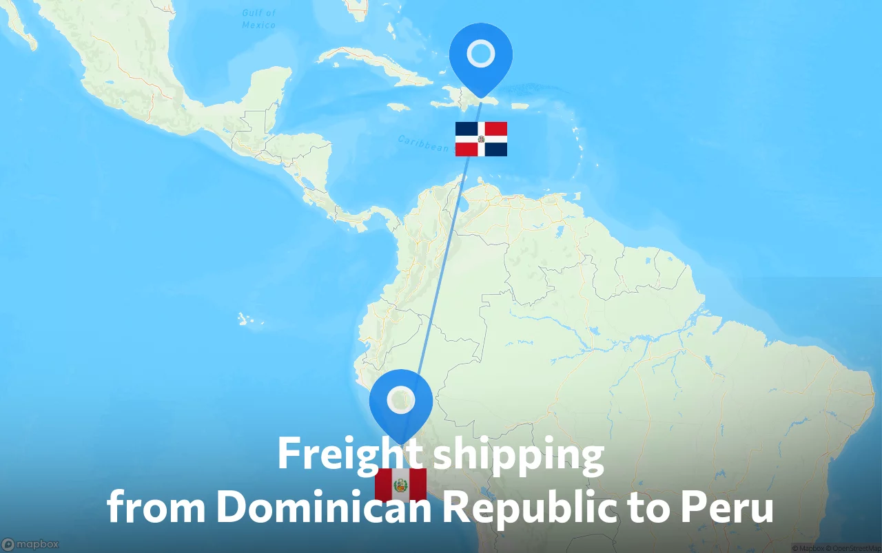 Shipping route from Dominican Republic to Peru