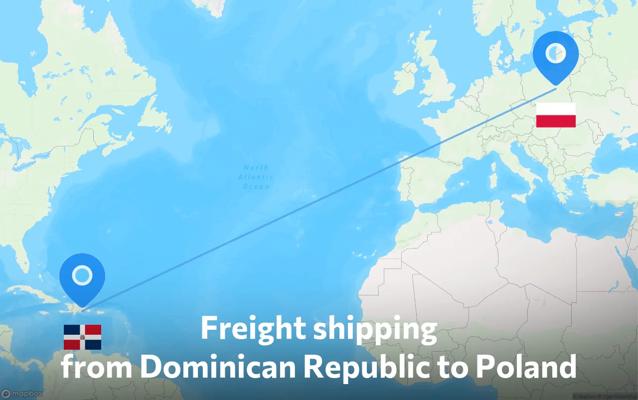 Shipping route from Dominican Republic to Poland