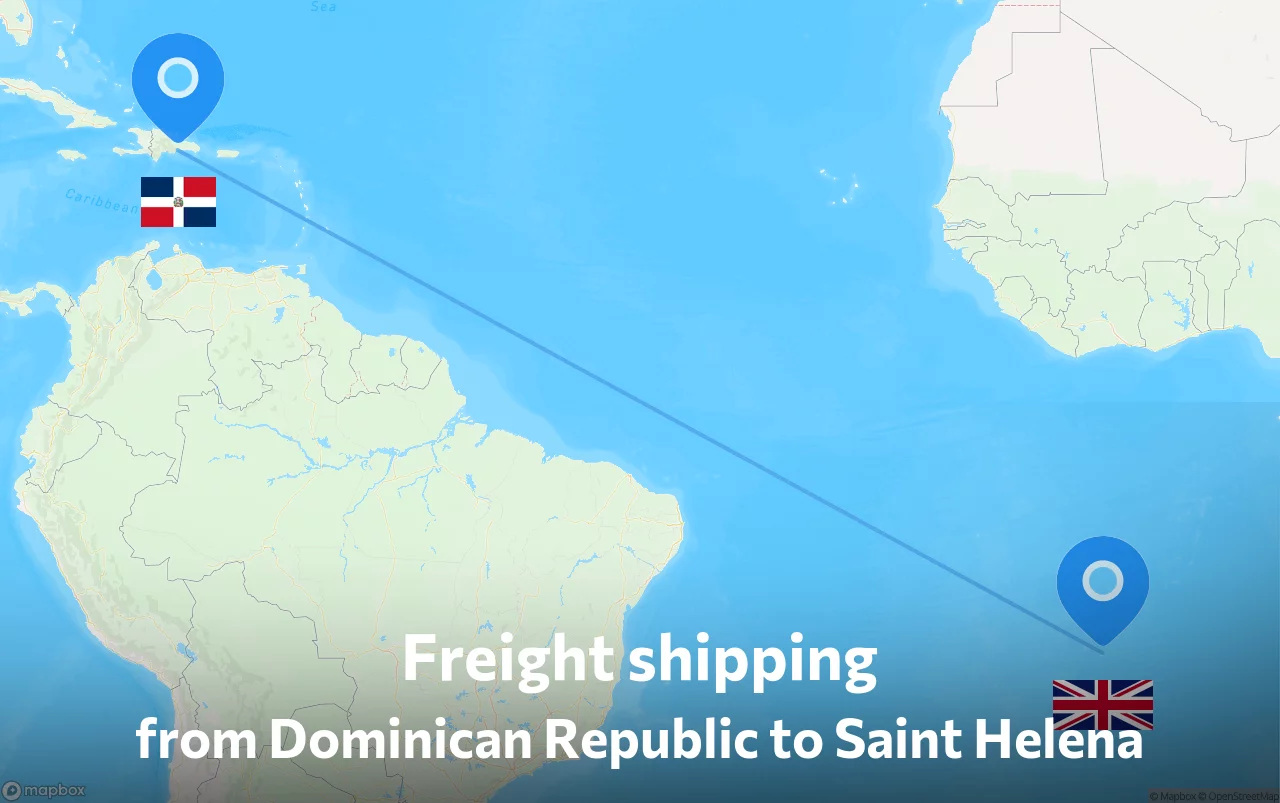 Shipping route from Dominican Republic to Saint Helena