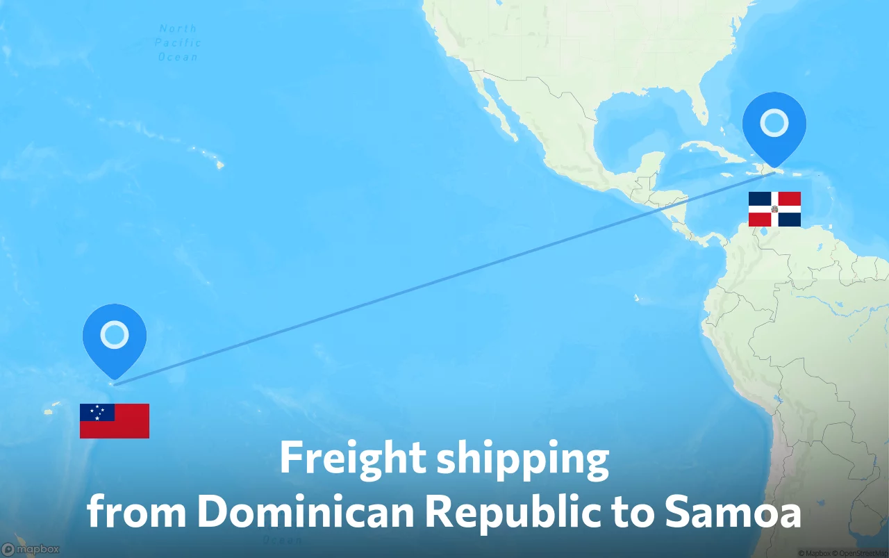 Shipping route from Dominican Republic to Samoa