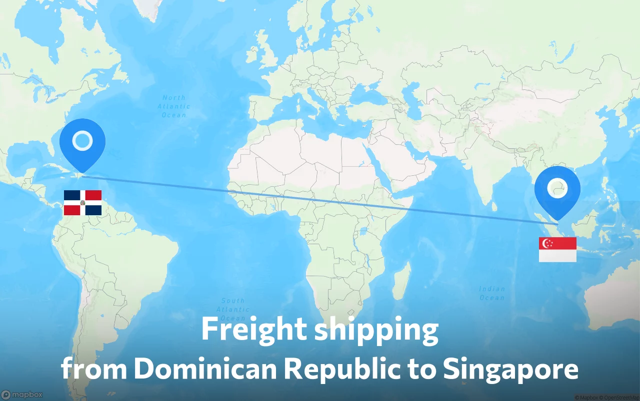 Shipping route from Dominican Republic to Singapore