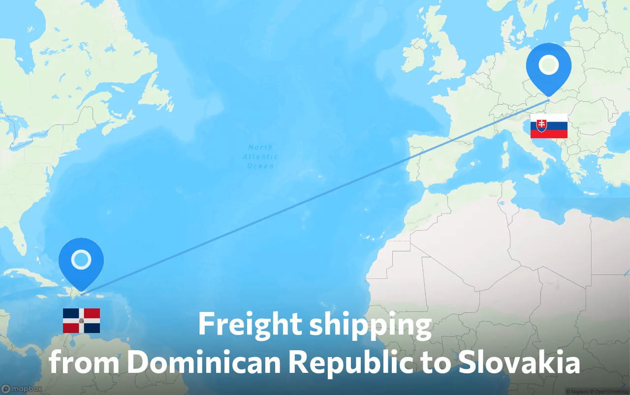 Shipping route from Dominican Republic to Slovakia