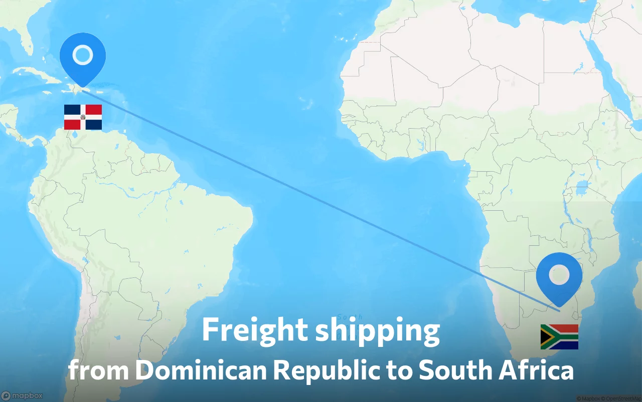 Shipping route from Dominican Republic to South Africa