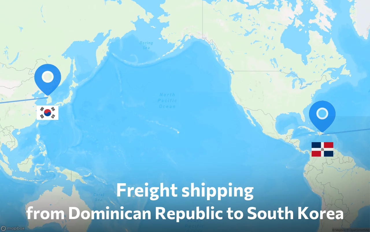 Shipping route from Dominican Republic to South Korea