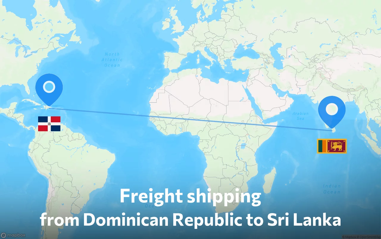 Shipping route from Dominican Republic to Sri Lanka