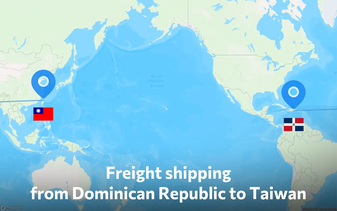 Shipping route from Dominican Republic to Taiwan