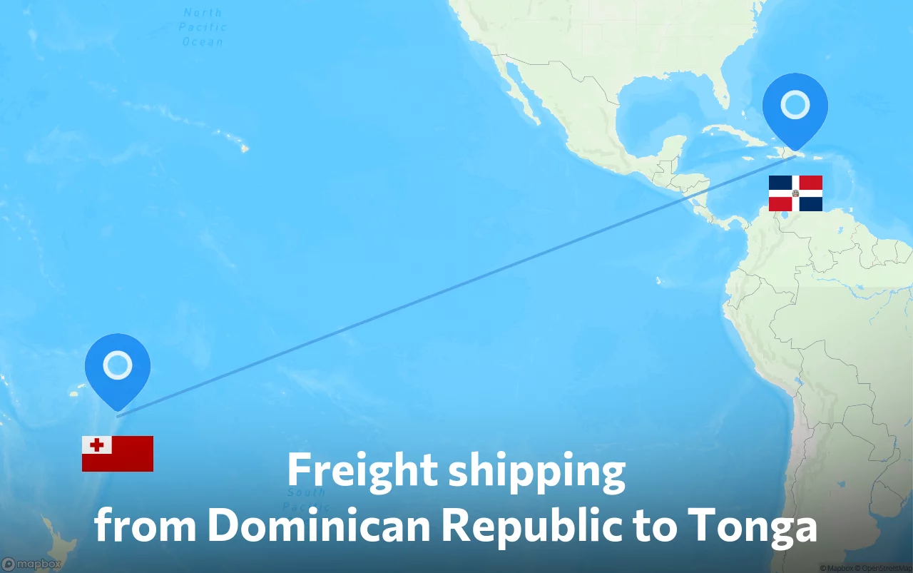 Shipping route from Dominican Republic to Tonga