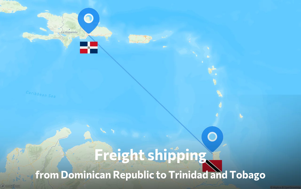 Shipping route from Dominican Republic to Trinidad and Tobago