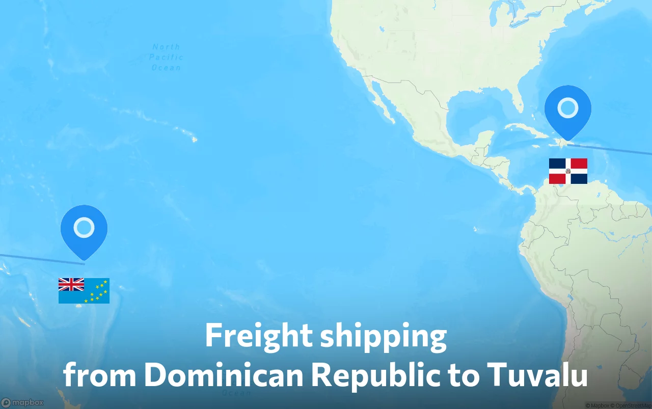 Shipping route from Dominican Republic to Tuvalu