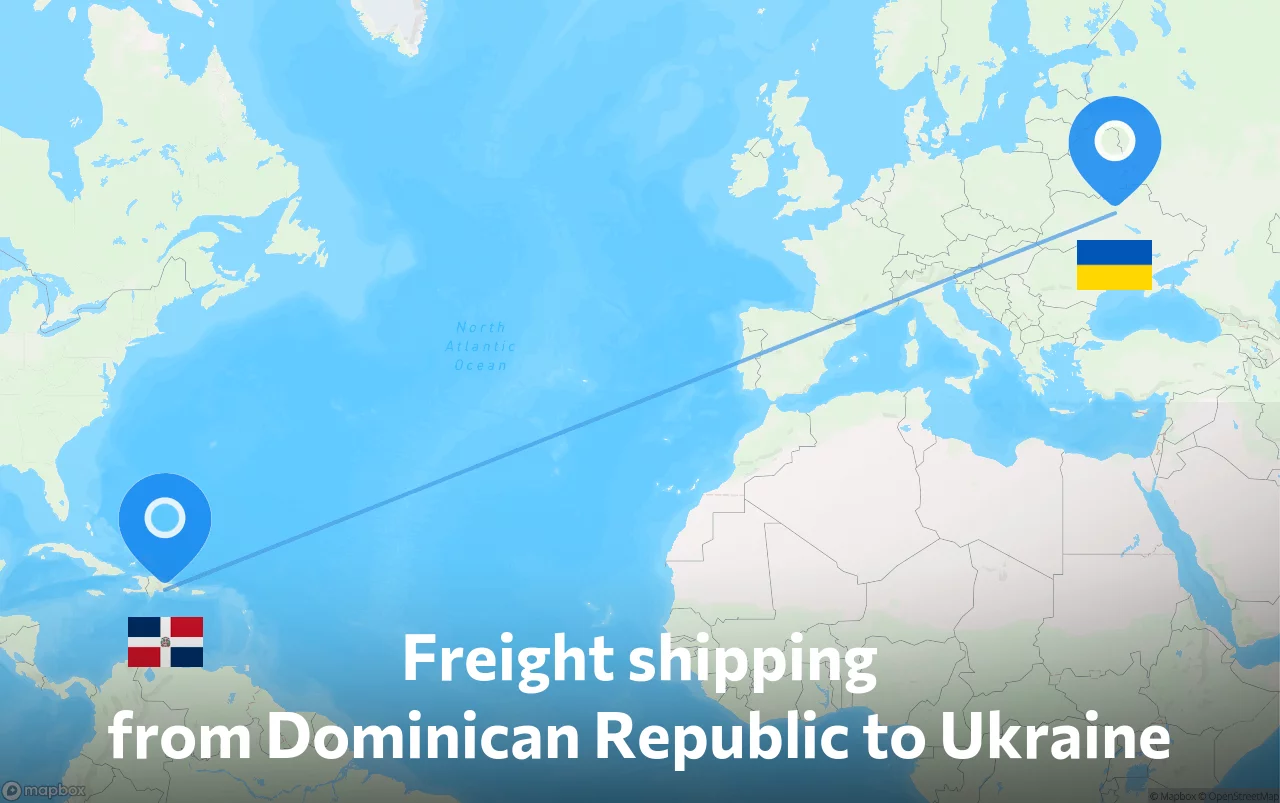 Shipping route from Dominican Republic to Ukraine