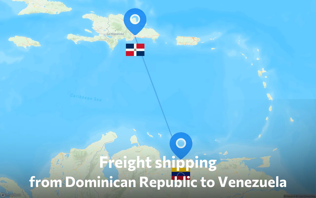 Shipping route from Dominican Republic to Venezuela