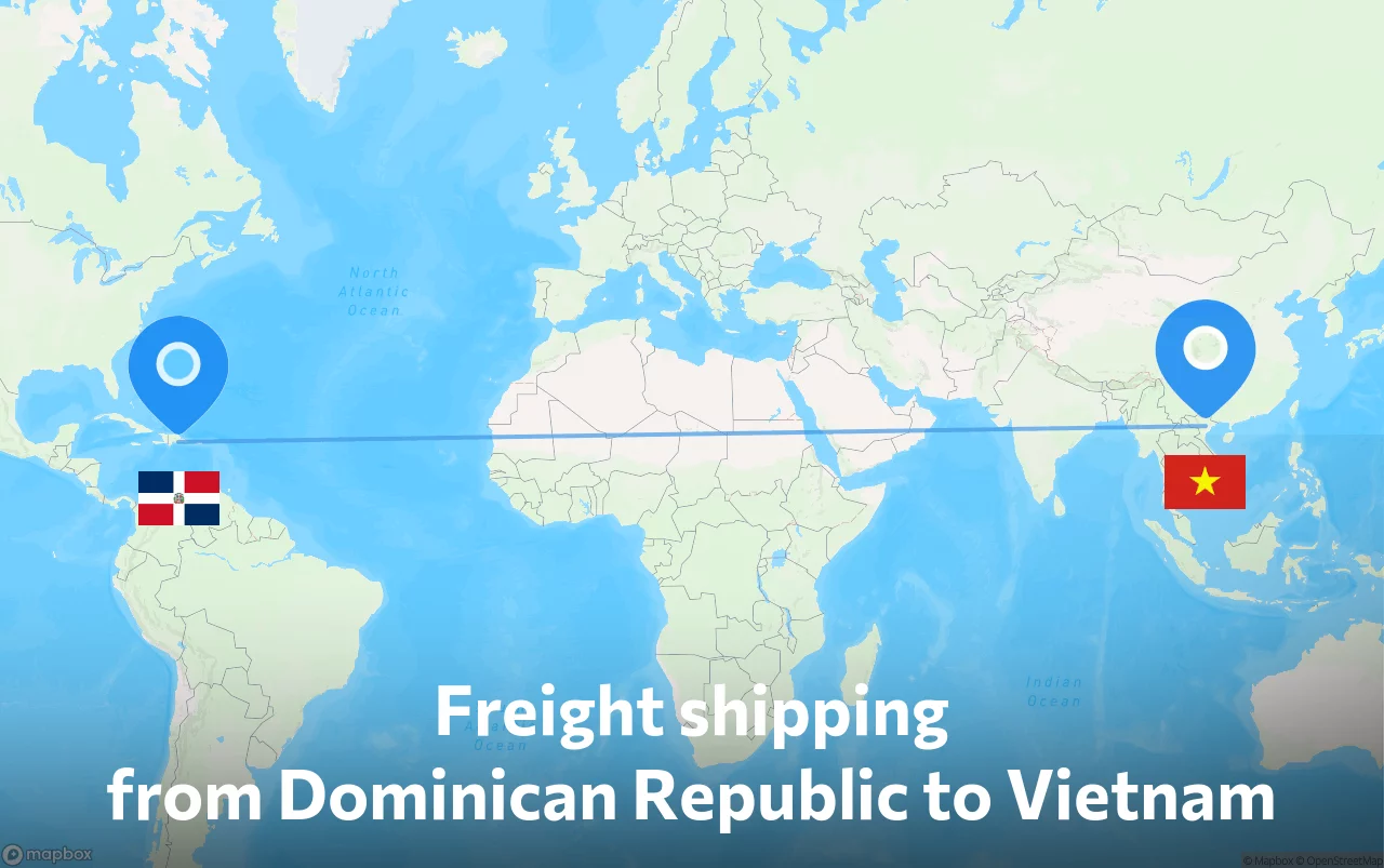 Shipping route from Dominican Republic to Vietnam