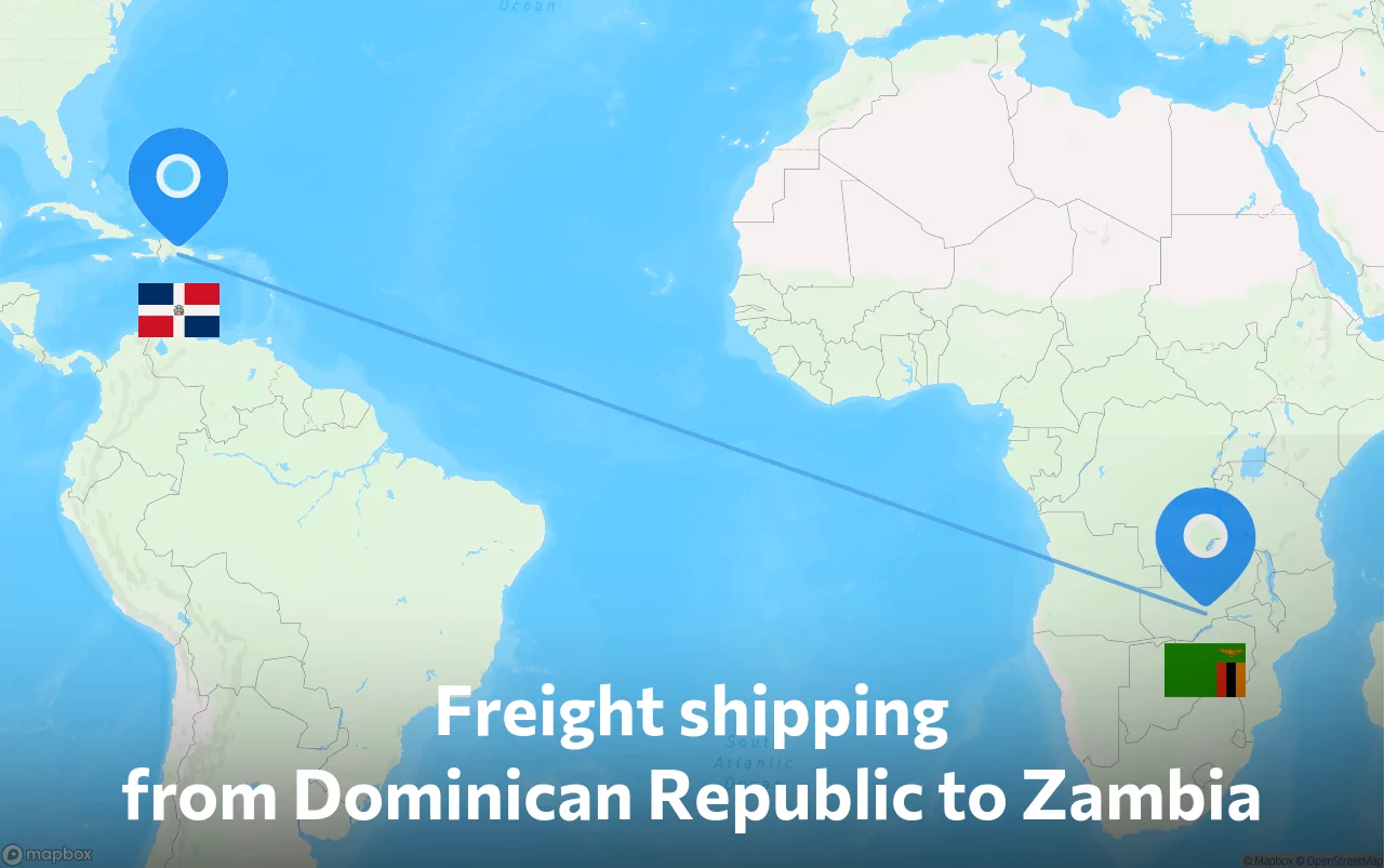 Shipping route from Dominican Republic to Zambia