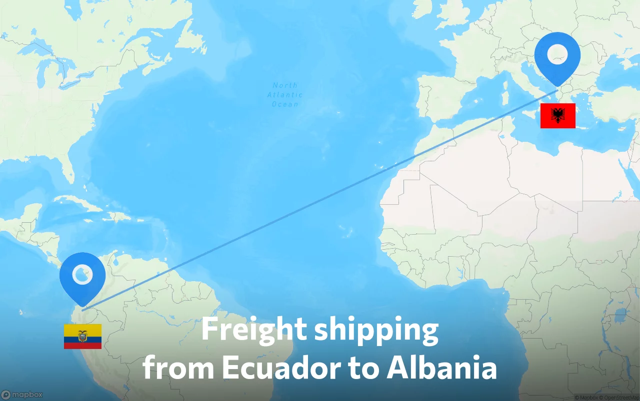 Shipping route from Ecuador to Albania
