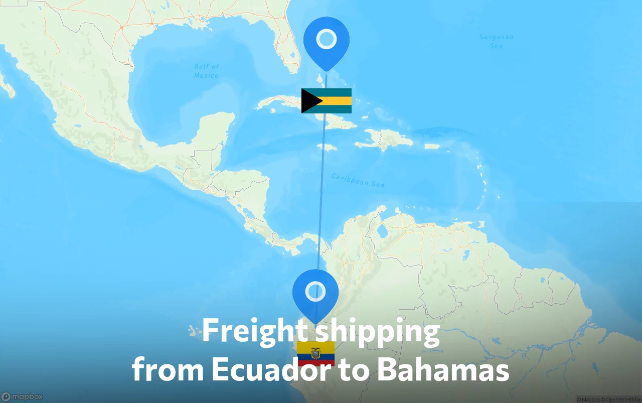 Shipping route from Ecuador to Bahamas