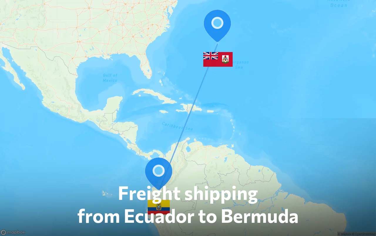 Shipping route from Ecuador to Bermuda