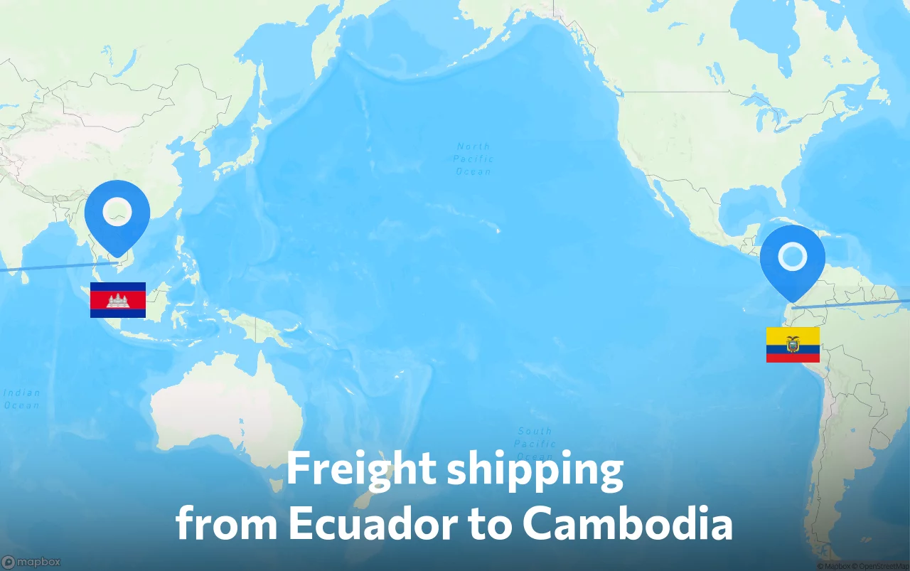 Shipping route from Ecuador to Cambodia