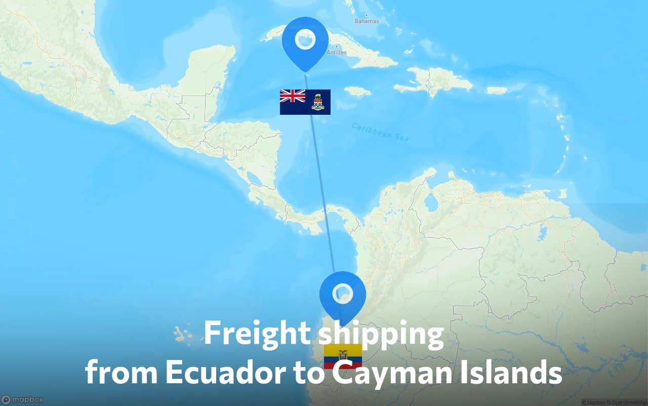 Shipping route from Ecuador to Cayman Islands