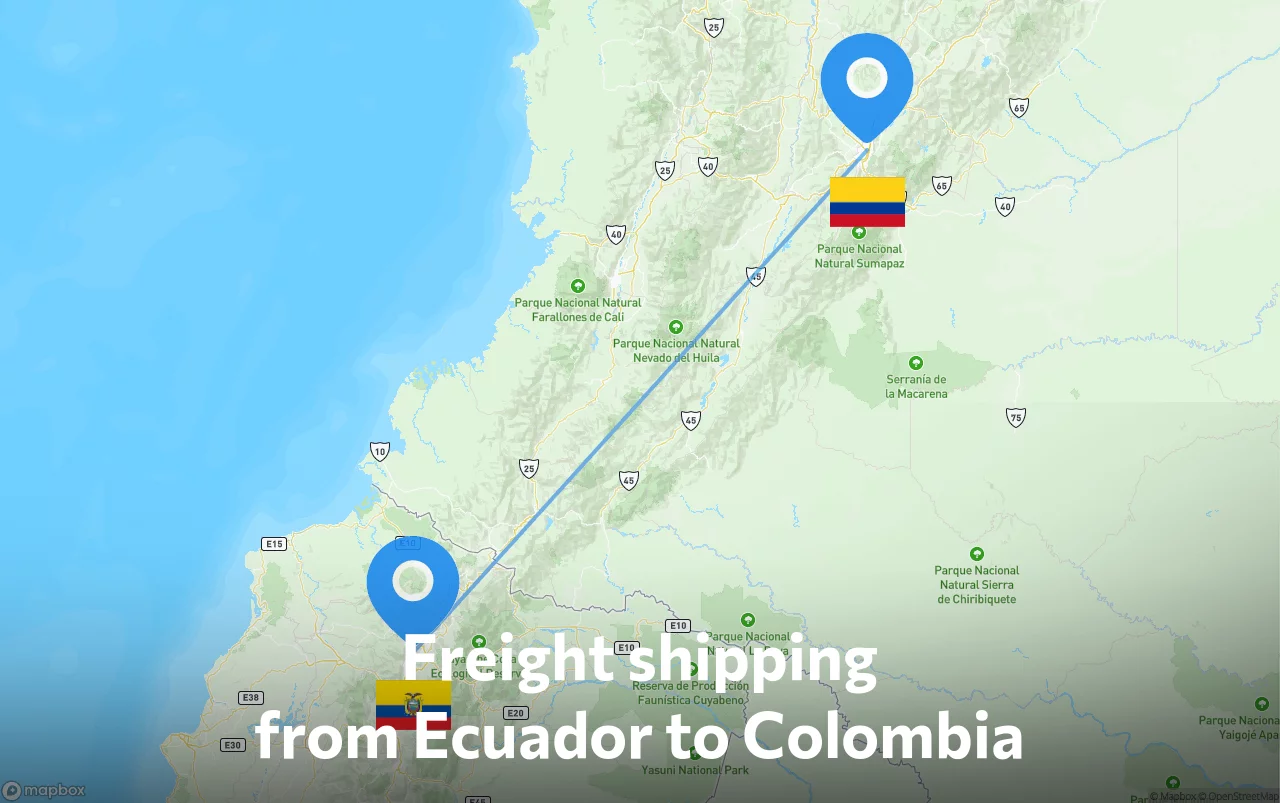 Shipping route from Ecuador to Colombia