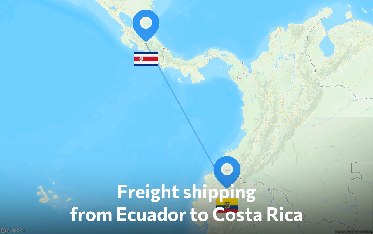 Shipping route from Ecuador to Costa Rica