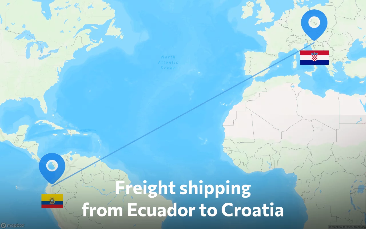Shipping route from Ecuador to Croatia