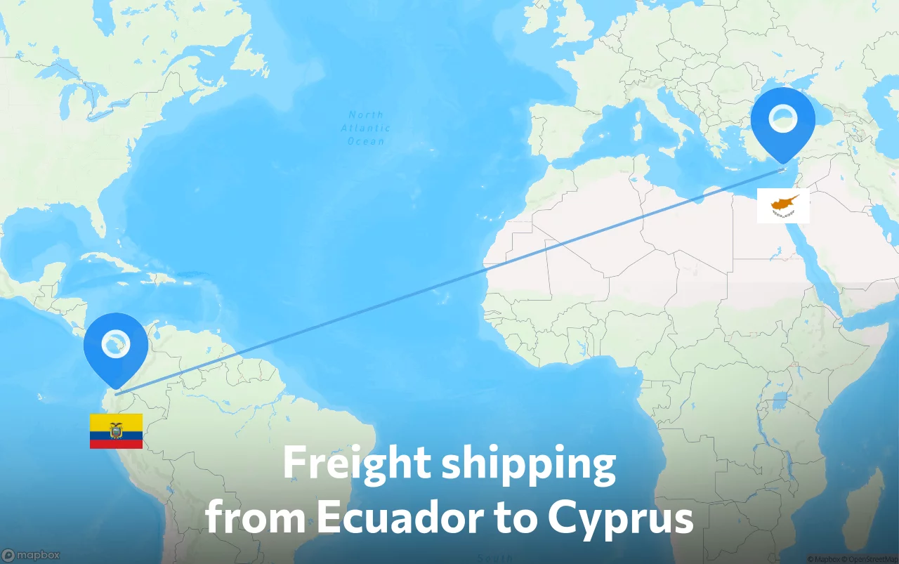 Shipping route from Ecuador to Cyprus