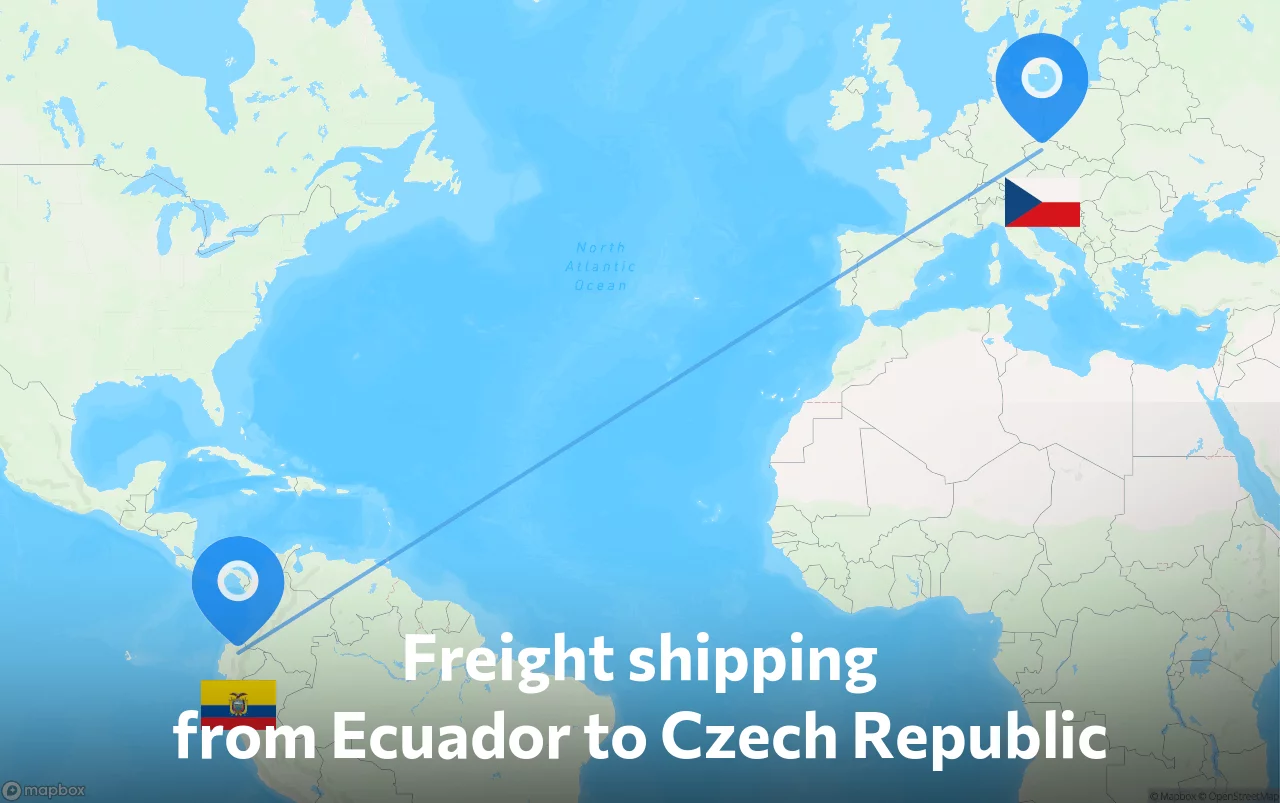 Shipping route from Ecuador to Czech Republic