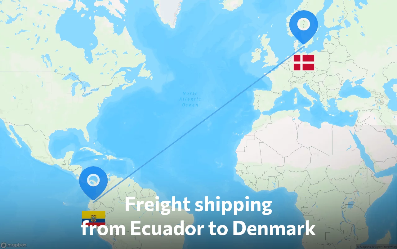Shipping route from Ecuador to Denmark