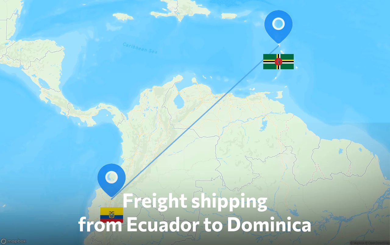 Shipping route from Ecuador to Dominica