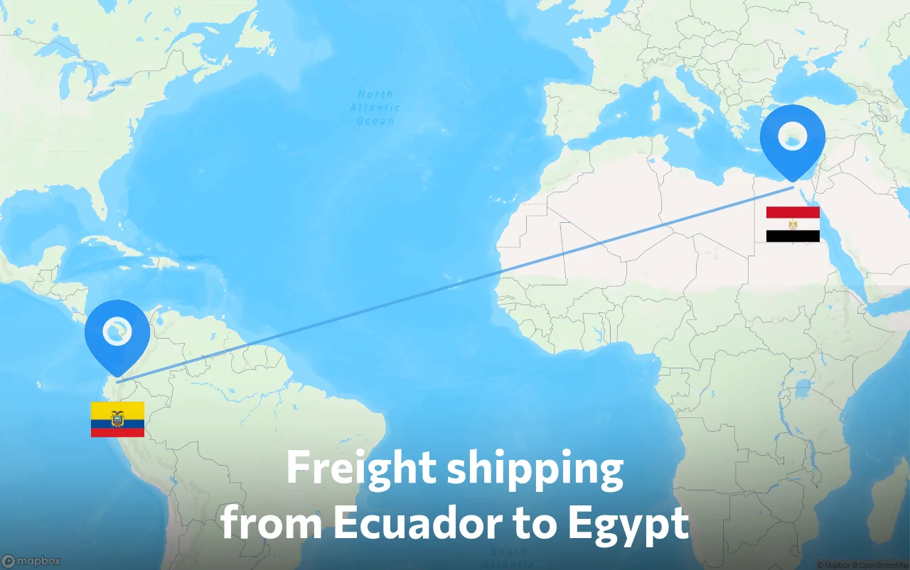 Shipping route from Ecuador to Egypt