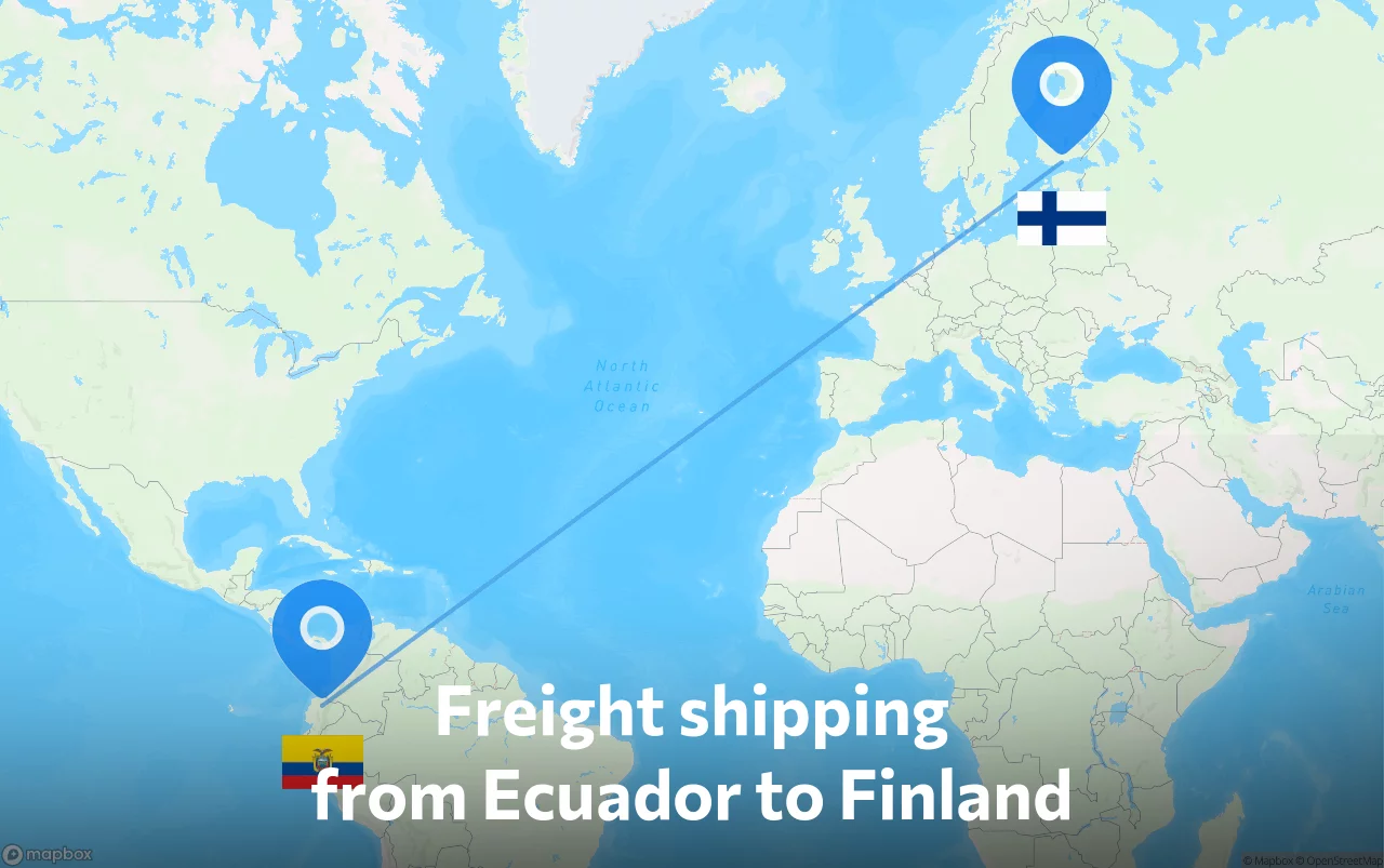 Shipping route from Ecuador to Finland