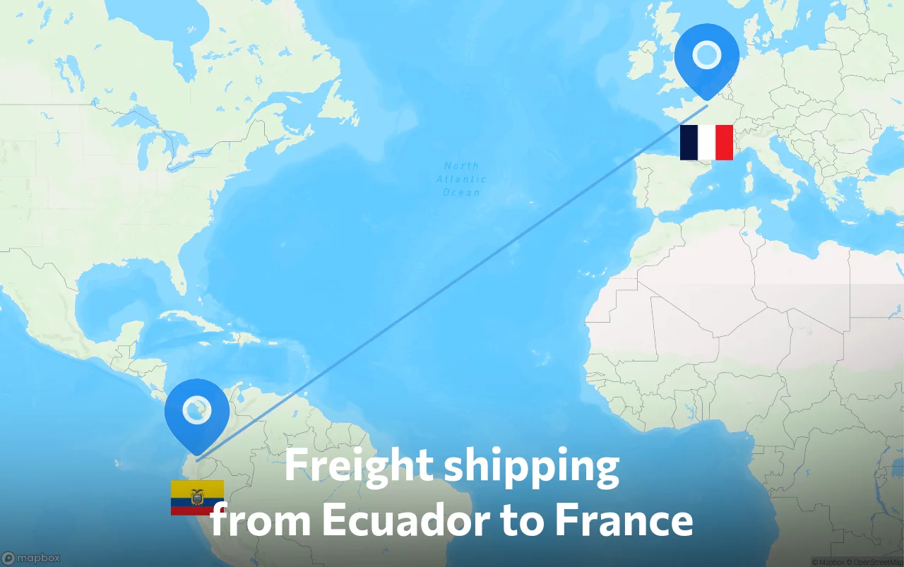 Shipping route from Ecuador to France