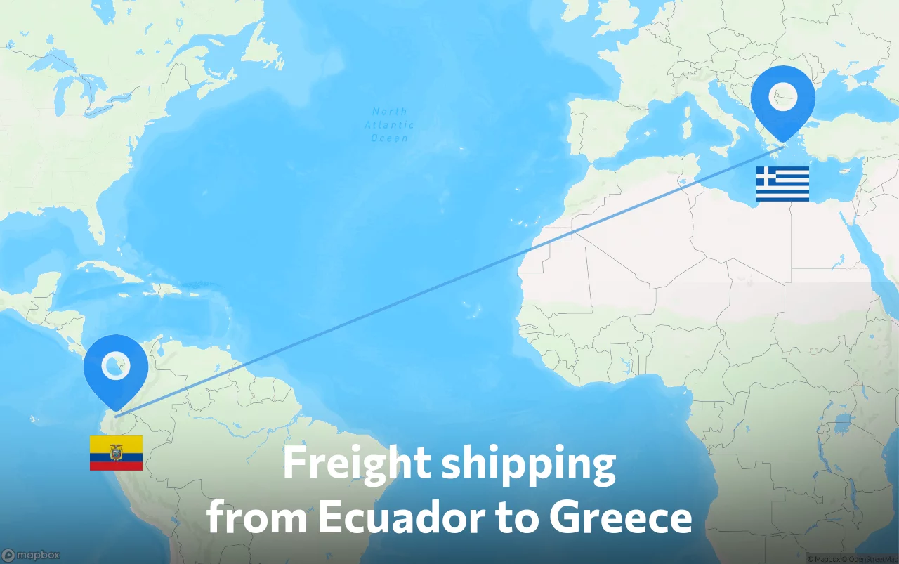Shipping route from Ecuador to Greece
