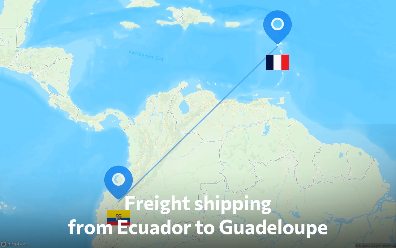 Shipping route from Ecuador to Guadeloupe