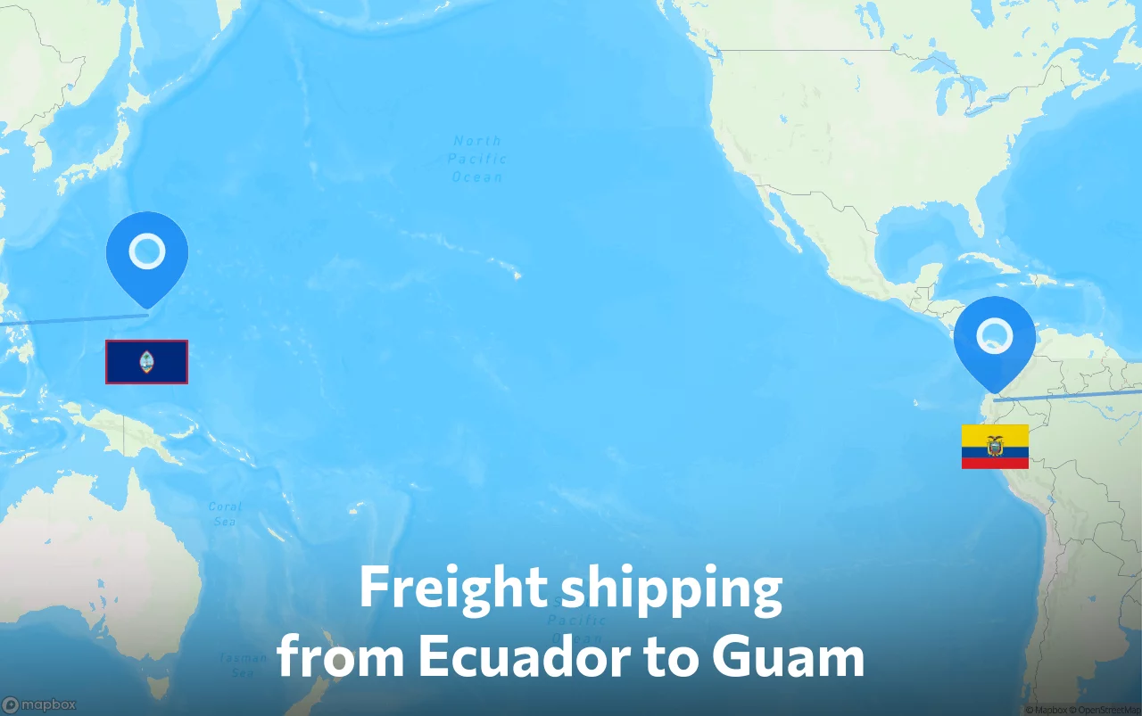Shipping route from Ecuador to Guam
