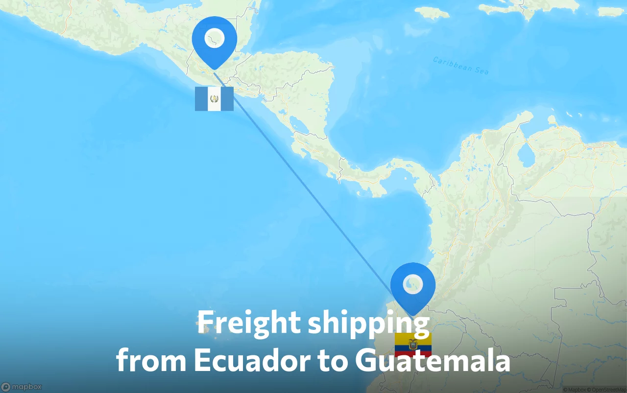 Shipping route from Ecuador to Guatemala