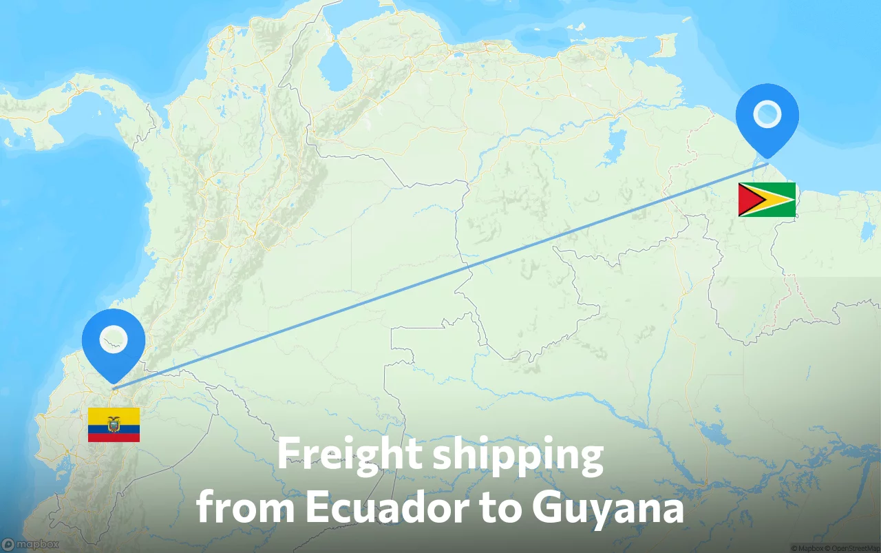 Shipping route from Ecuador to Guyana