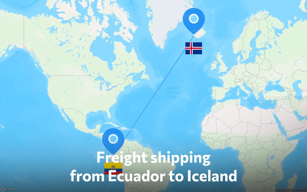 Shipping route from Ecuador to Iceland