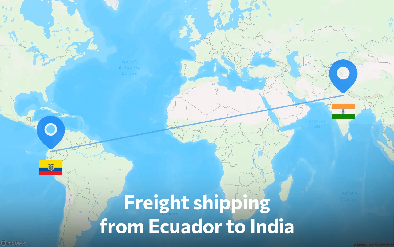 Shipping route from Ecuador to India