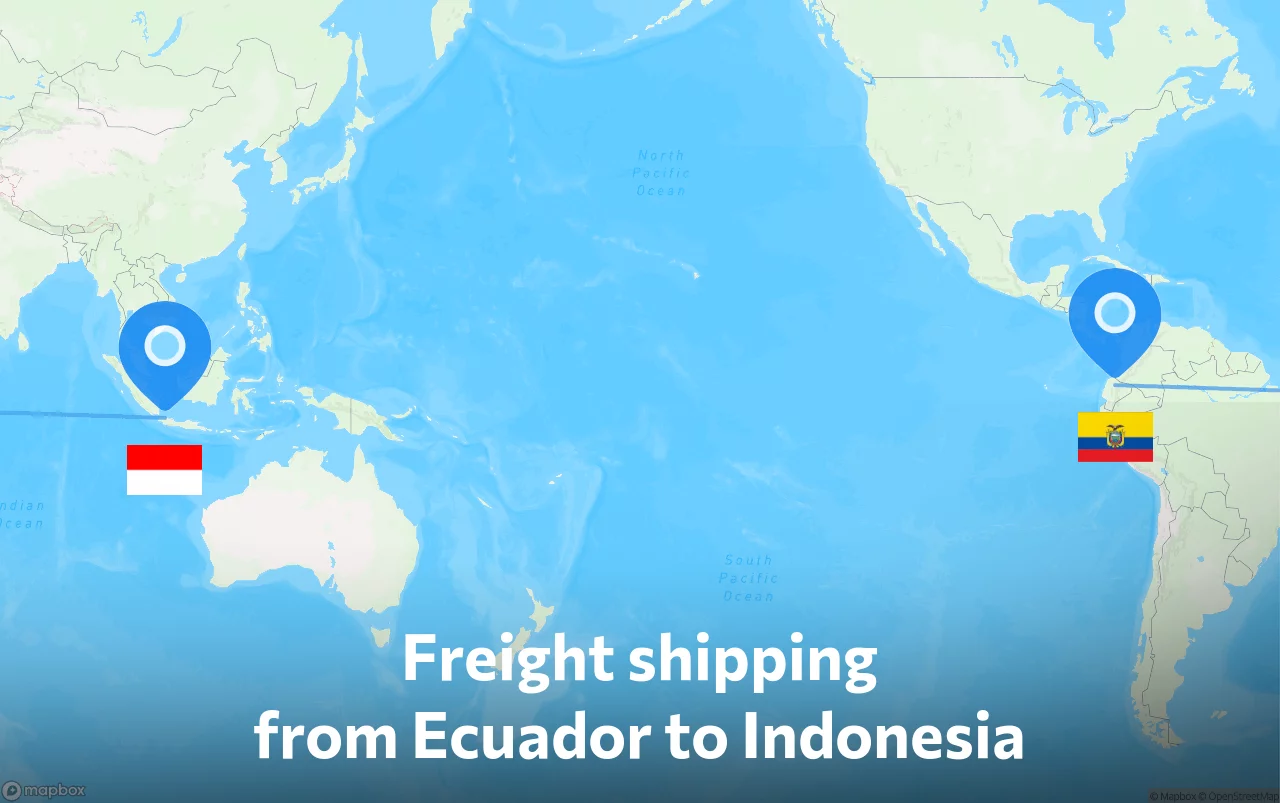 Shipping route from Ecuador to Indonesia