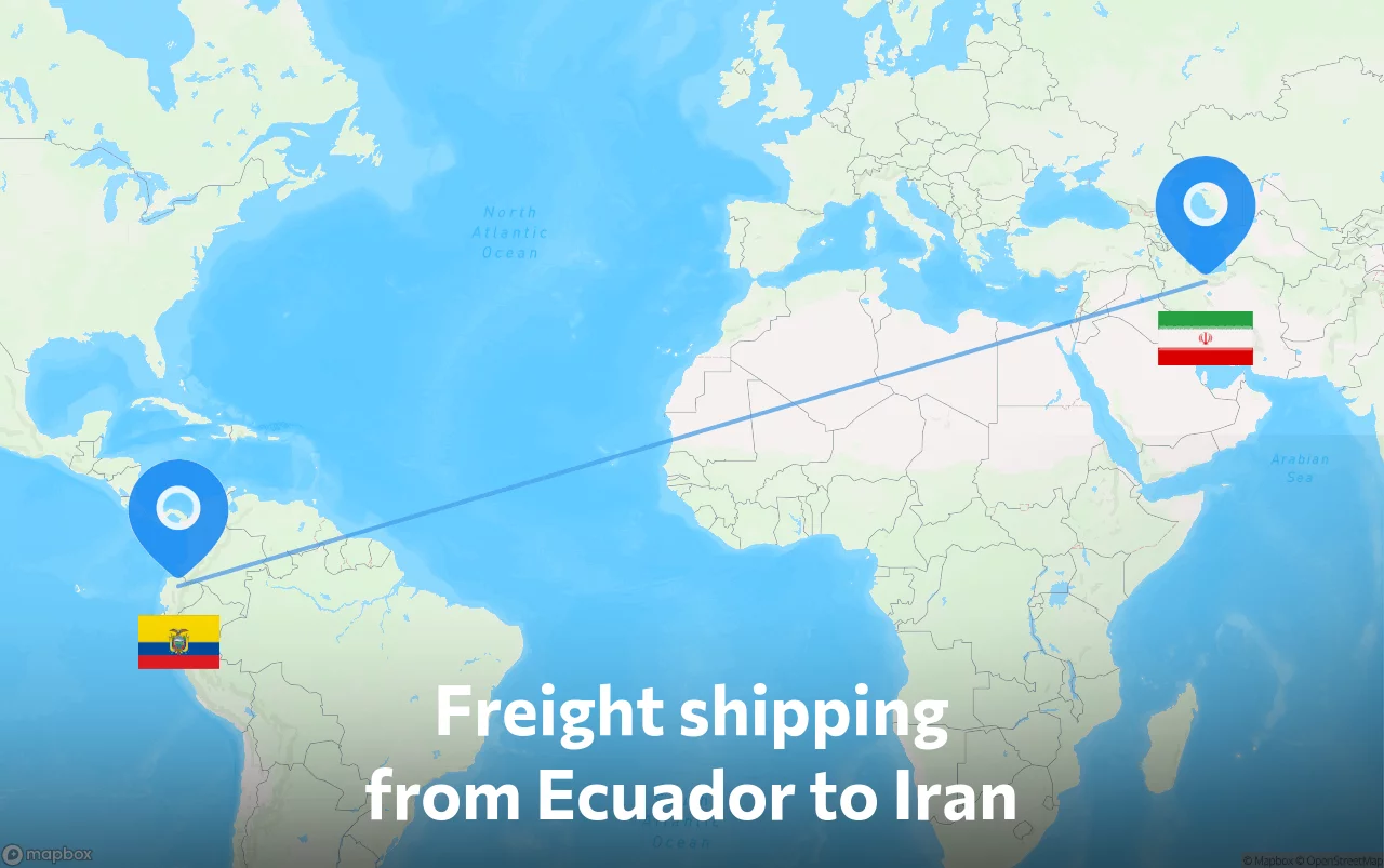 Shipping route from Ecuador to Iran
