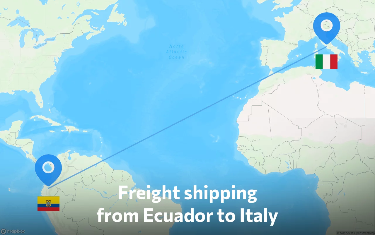 Shipping route from Ecuador to Italy
