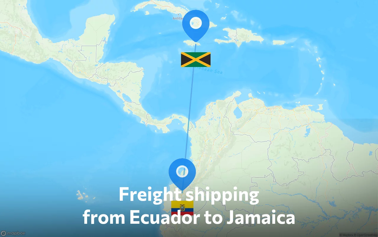 Shipping route from Ecuador to Jamaica